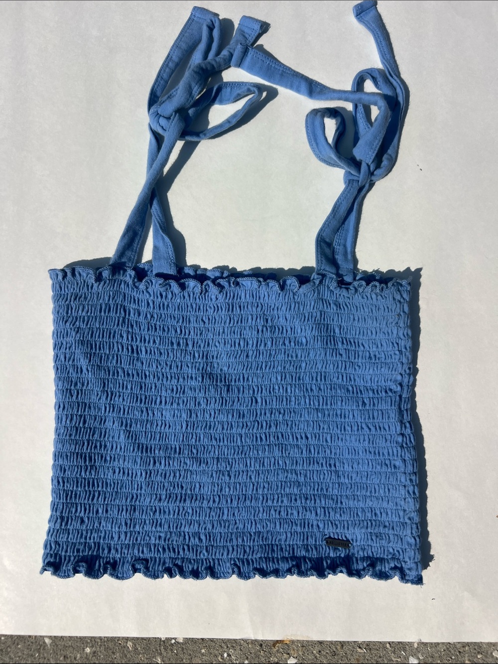 Hollister Light Blue Smocked Tank with Tie Straps